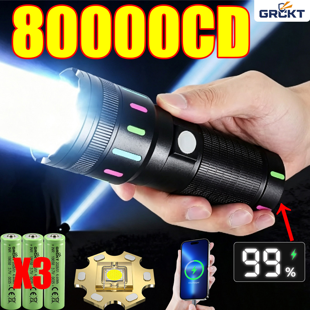 Outdoor Lighting Black - 80000CD En Güçlü LED El Feneri