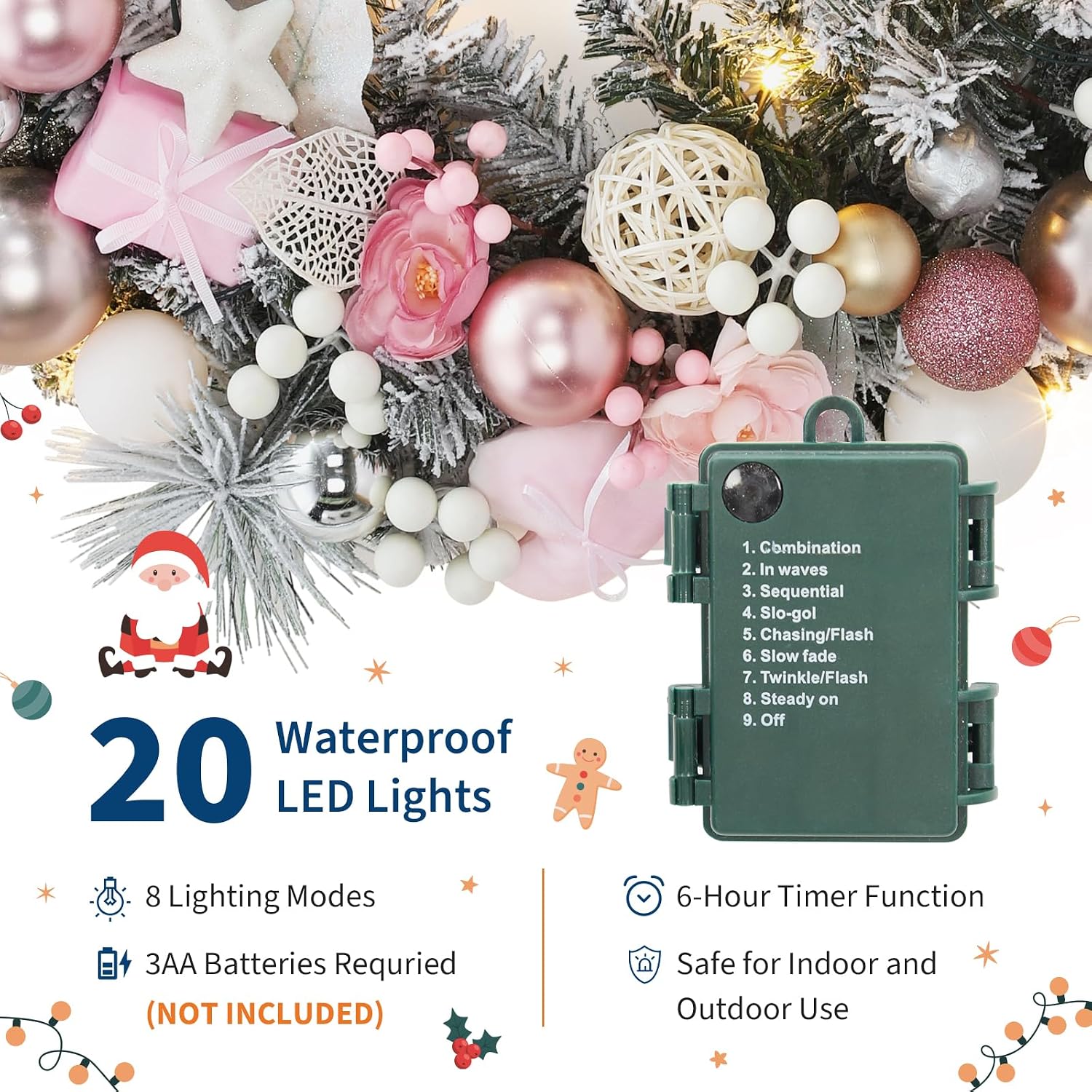 Garvee 24 İnç Noel Çelengi, Kı - Outdoor Lighting Effects incelemesi ve fiyatı